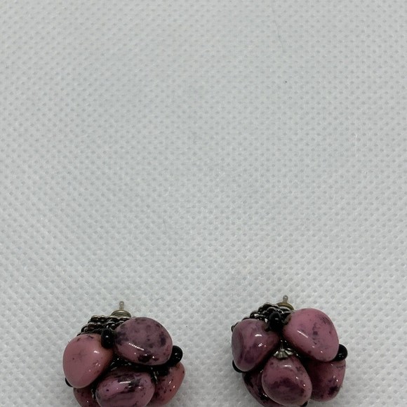 Miriam Haskell Earrings Vintage Rare Rhodonite - Picture 2 of 9